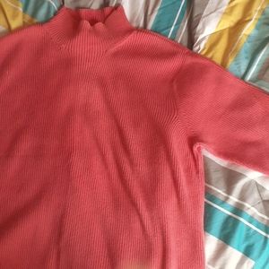 Mockneck Coral Sweater
